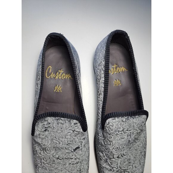 Mezlan Mens Travolta Embossed Velvet Formal Evening Shoes Gray Made Spain Size 1 - Picture 4 of 12